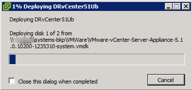 Install VMware vCenter Server Appliance - Monitor the Progress of the VMware vCenter Appliance OVF Template Deployment.