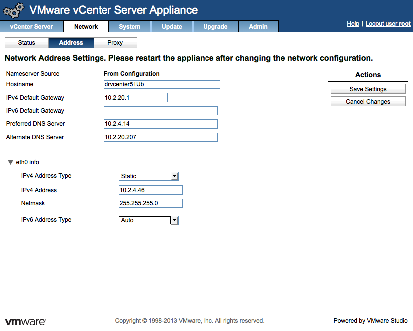 Install VMware vCenter Server Appliance - Set a Static IP Address for the VMware vCenter Virtual Appliance
