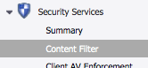SonicWall Find Content Filter Features in the Menu